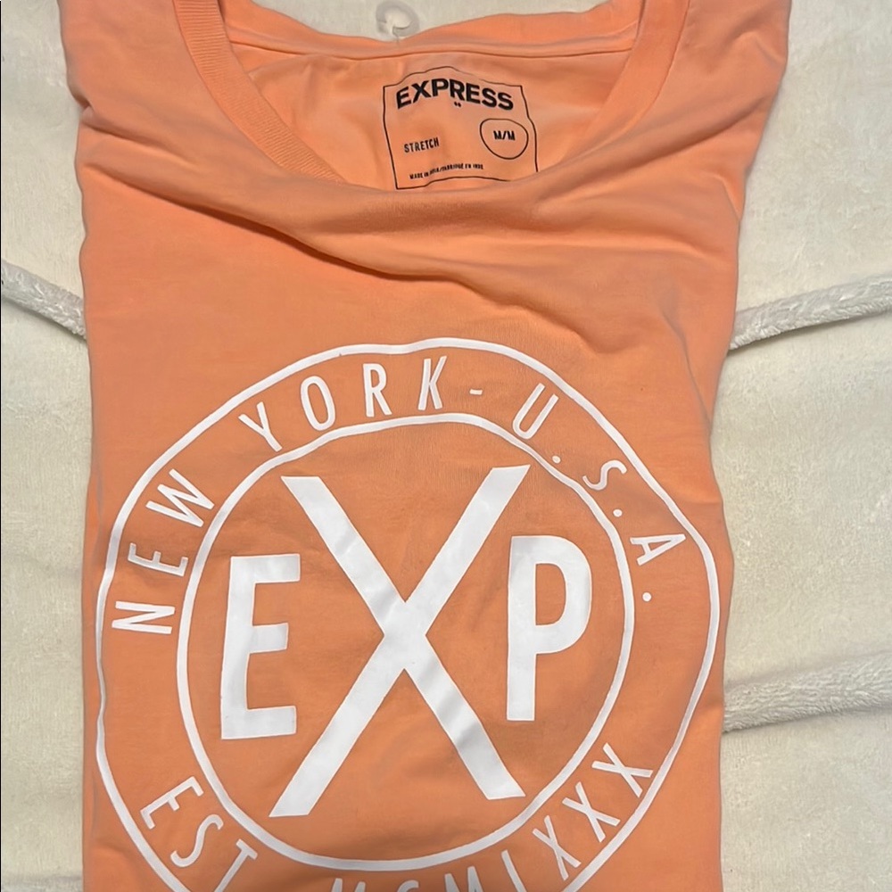 Express Orange Short Sleeve Tee with Logo